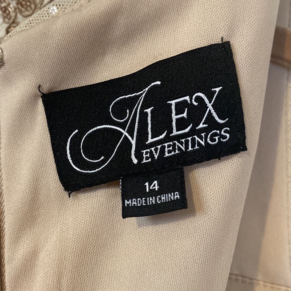 Alex Evenings Short Cocktail Sequins Dress-Ivory/Taupe-Women’s Size 14-NWT! - Picture 9 of 15
